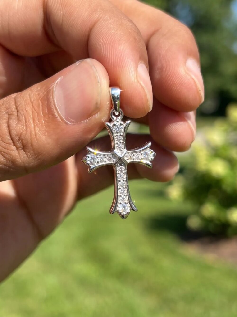 Moissanite Cross Pendant Solid 925 Sterling Silver GRA 0.33ct D Color Mens